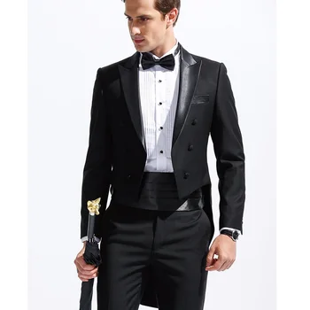 Custom Made Groomsmen Black Tailcoat Style Groom Tuxedos Peak Satin Men Suits Wedding Best Man ( Jacket+Pants+Girdle+Tie )
Custom Made Groomsmen Black Tailcoat Style Groom Tuxedos Peak Satin Men Suits Wedding Best Man ( Jacket+Pants+Girdle+Tie )