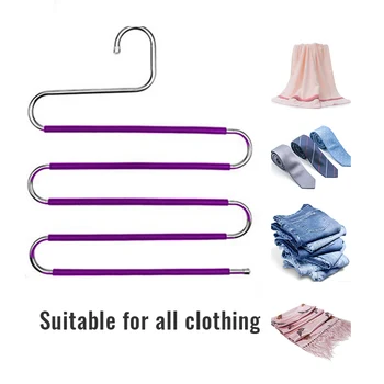 5 Layers Stainless Steel S Shape Pants Storage Rack Cloth Holder Multilayer Storage Cloth Hanger MultiFunctional Clothes Hangers 
5 Layers Stainless Steel S Shape Pants Storage Rack Cloth Holder Multilayer Storage Cloth Hanger MultiFunctional Clothes Hangers