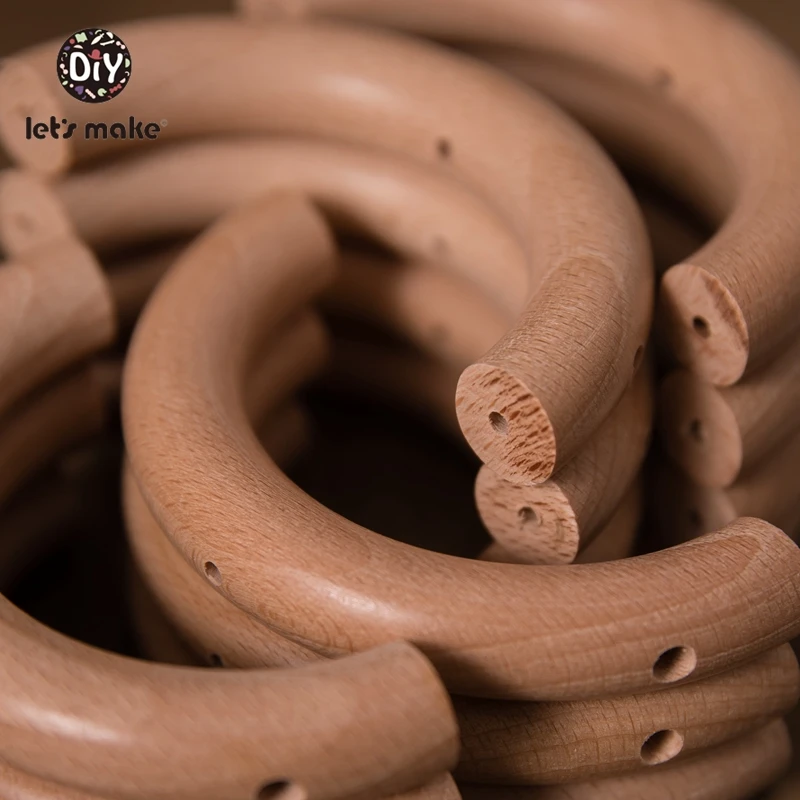 Let's Make 10pcs Baby Teether Wooden Ring Beech Half Ring With Hole 48*96mm Natural Wood Teething DIY Craft Accessories BPA Free Let's Make 10pcs Baby Teether Wooden Ring Beech Half Ring With Hole 48*96mm Natural Wood Teething DIY Craft Accessories BPA Free