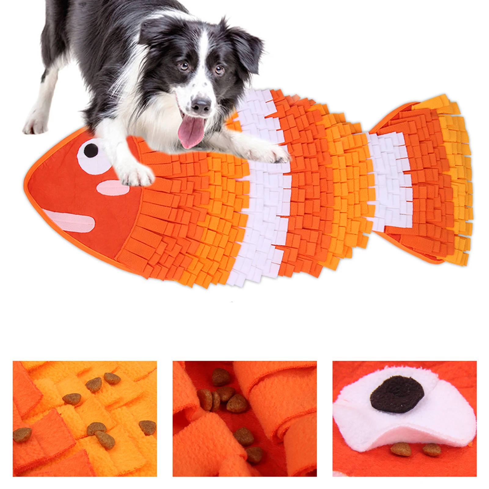 

Pet Dog Snuffle Mat Nose Smell Training Sniffing Pad Slow Feeding Bowl Food Dispenser Relieve Stress Fish Puzzle Interactive Toy