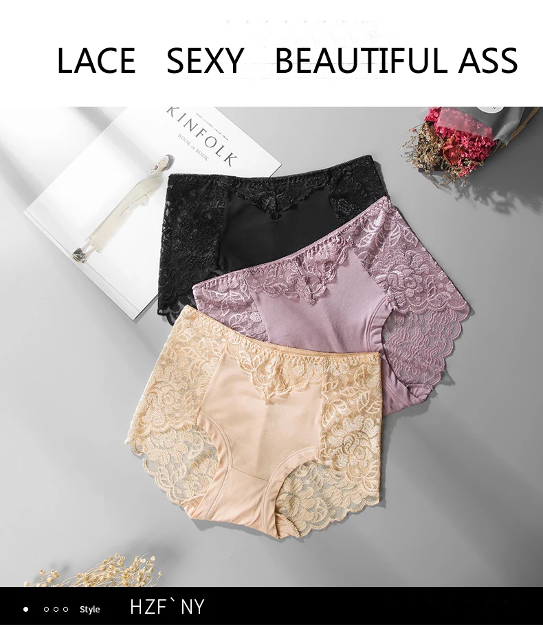 

Fashion Cozy Tempting Pretty Briefs High Quality Cotton Sexy lace breathable comfort Mid- waist bow Cute Women Underwear