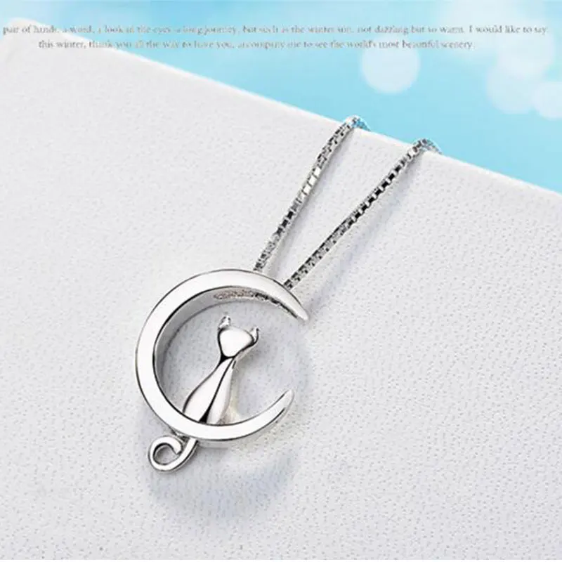Silver Color Simple Cute Pet Cat Moon Jewelry Set - PeticaDeals