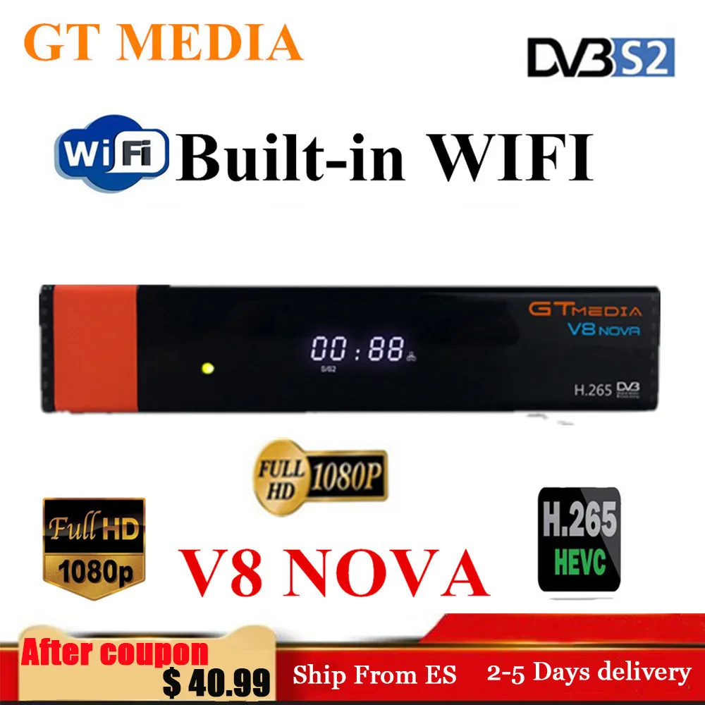 GTMedia V8 Nova Full HD H.265 DVB-S2 decoder Satellite Receiver Europe Spain satellite receptor Built in Wifi Freesat V9 Super
GTMedia V8 Nova Full HD H.265 DVB-S2 decoder Satellite Receiver Europe Spain satellite receptor Built in Wifi Freesat V9 Super