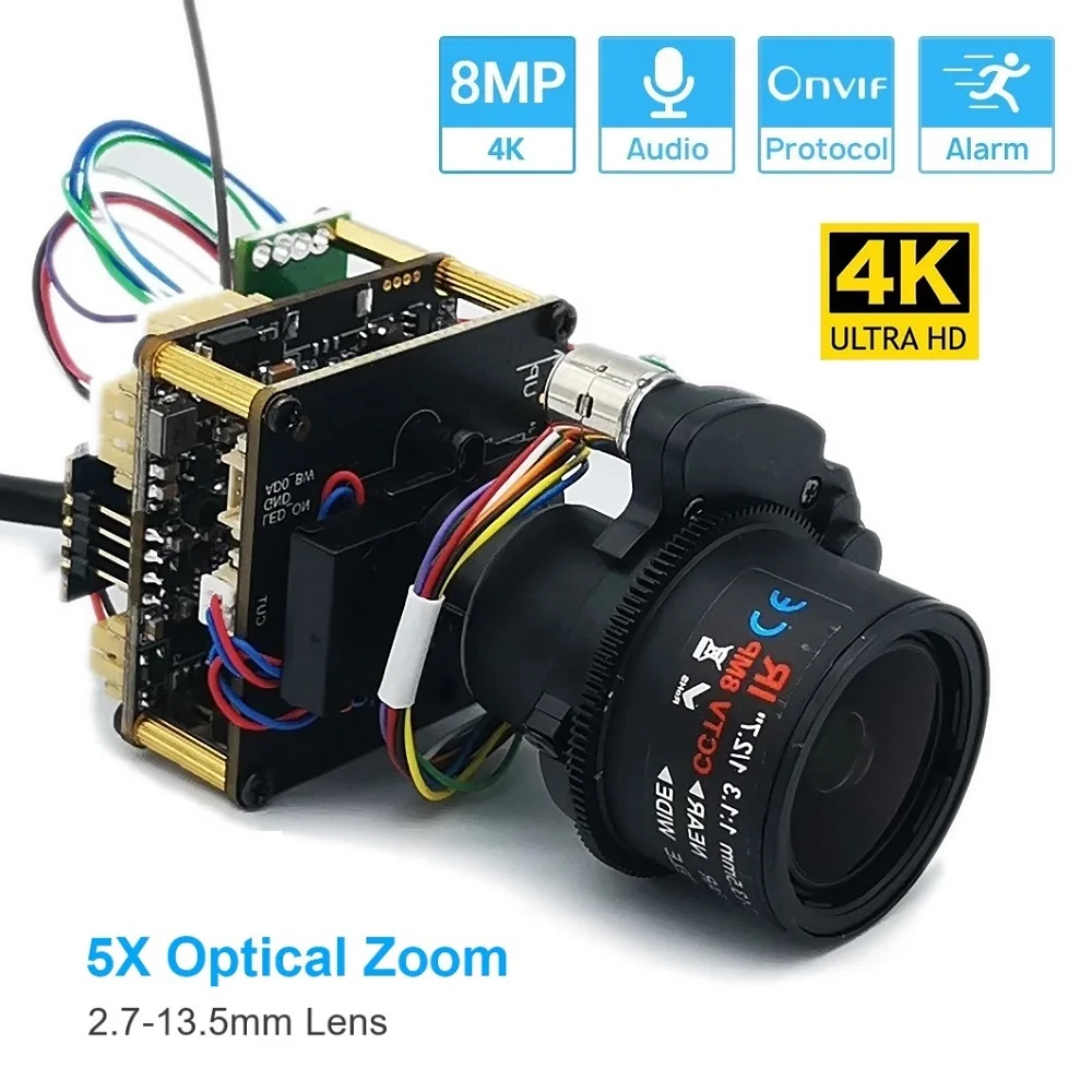 Ultra HD 5MP 8MP H265 Модуль камеры Starlight Camhi 5X Оптический зум Видеонаблюдение 4K IMX415 WiFi Аудионаблюдение Onvif AI Detection P2P
Ultra HD 5MP 8MP H265 Модуль камеры Starlight Camhi 5X Оптический зум Видеонаблюдение 4K IMX415 WiFi Аудионаблюдение Onvif AI Detection P2P