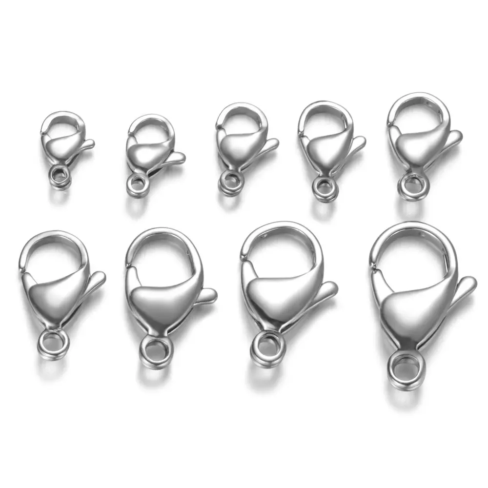 

20pcs/lot 9-19mm Titanium Stainless Steel Lobster Clasps Hooks Connectors For Bracelet Jewelry DIY Making Findings Accessories