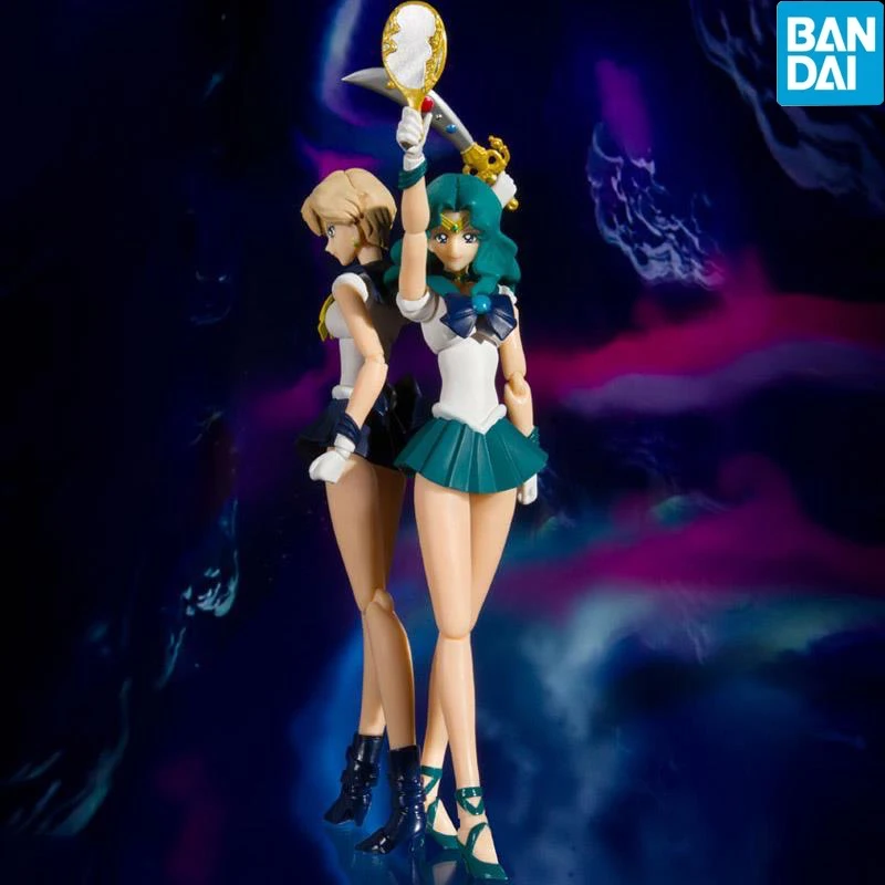 

Bandai Original SHF kawaii Sailor Moon Sailor Neptune Animated version Action Figures PVC Anime Model Doll Decoration Toy Gift