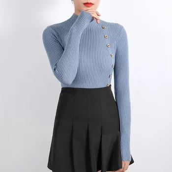 Women's Sweaters Autumn and Winter New Button Decoration long-sleeved Tight-fitting Turtleneck Slim Bottoming Warm Sweater
Women's Sweaters Autumn and Winter New Button Decoration long-sleeved Tight-fitting Turtleneck Slim Bottoming Warm Sweater