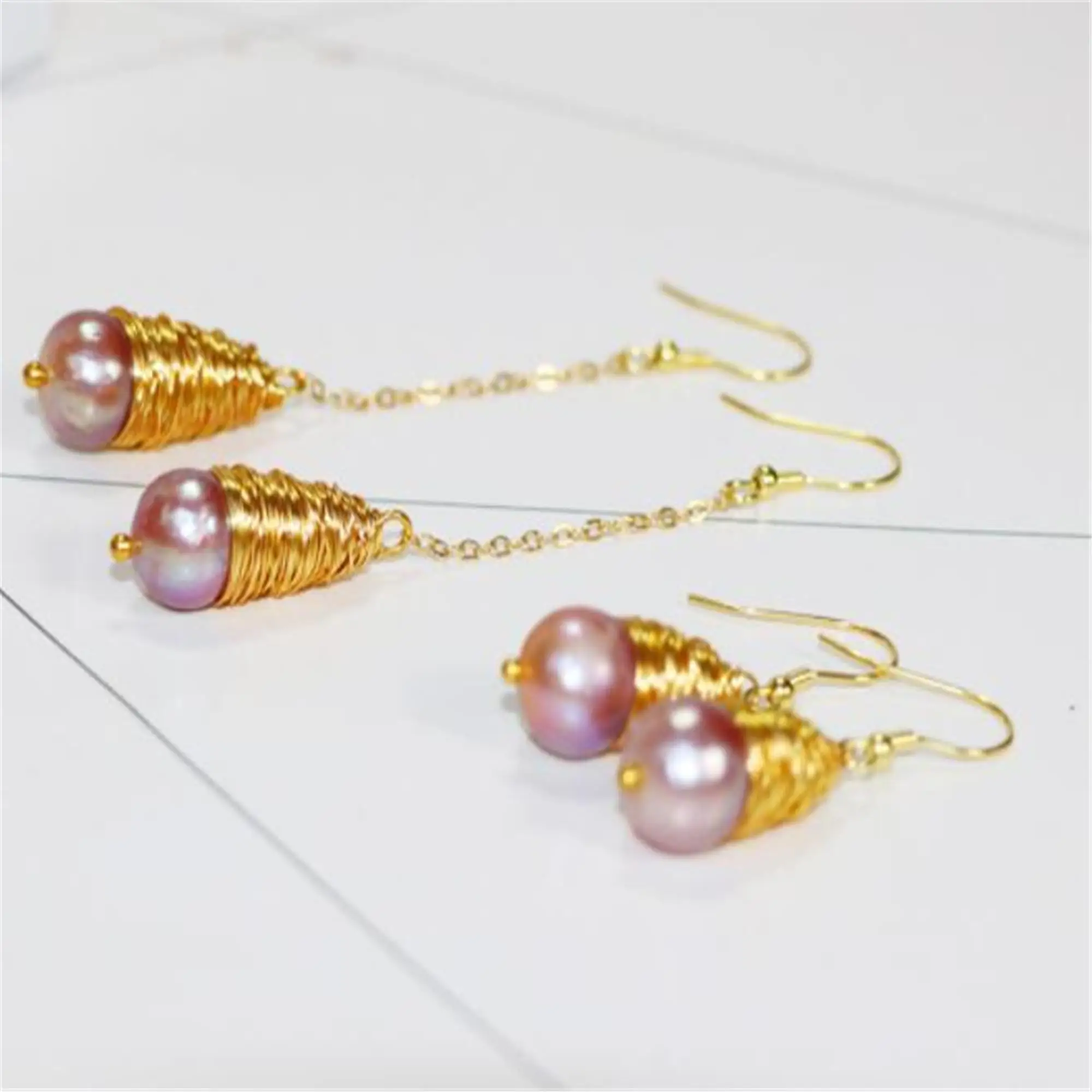 

12-15mm Purple Baroque Pearl Earrings Gold Ear Drop Dangle Natural Classic Women Jewelry Mesmerizing Fashion Luxury Earbob AAA