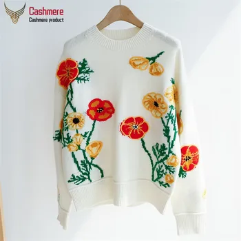 Wool sweater female embroidery sweater female long-sleeved white flower pattern sweater autumn new pure cashmere sweater female
Wool sweater female embroidery sweater female long-sleeved white flower pattern sweater autumn new pure cashmere sweater female