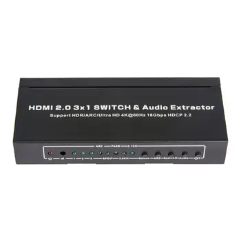 Hdmi2.0 Three-in-one-out Switcher with Audio Separation 3D 4kx2k@60hz Hdcp2.2 Hdmi Splitter for Hdtv Dvd Tv Box T-303H US Plug
Hdmi2.0 Three-in-one-out Switcher with Audio Separation 3D 4kx2k@60hz Hdcp2.2 Hdmi Splitter for Hdtv Dvd Tv Box T-303H US Plug