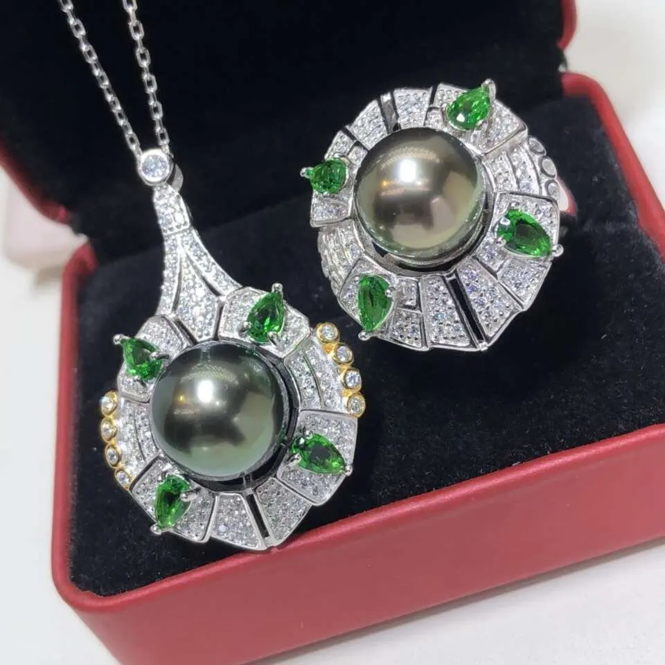 D101 Fine Jewelry 925 Sterling Silver Natural Ocean Tahiti Black Pearl 9-10mm Female's Jewelry Sets for Women FIne Jewelry Sets
D101 Fine Jewelry 925 Sterling Silver Natural Ocean Tahiti Black Pearl 9-10mm Female's Jewelry Sets for Women FIne Jewelry Sets