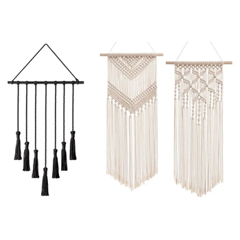 1 Pcs Black Hanging Photo Display Wall Hanging Pictures Organizer & 2 Pcs Beige Macrame Wall Hanging Woven Wall Art 
1 Pcs Black Hanging Photo Display Wall Hanging Pictures Organizer & 2 Pcs Beige Macrame Wall Hanging Woven Wall Art