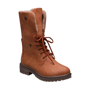 Rubber Women Vintage Flock Boots Pure Color Round Toe Lace-Up Boots Square Heels boots Large size 35-43 shoes bottes femme
Rubber Women Vintage Flock Boots Pure Color Round Toe Lace-Up Boots Square Heels boots Large size 35-43 shoes bottes femme