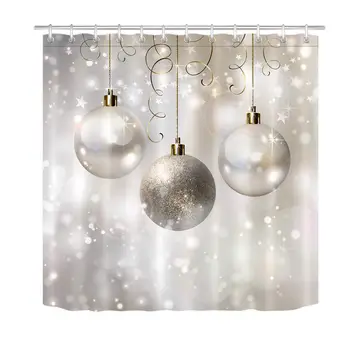 Christmas Shower Curtain Set Silver Xmas Balls Winter Bathroom Curtain with Hooks Waterproof Polyester Fabric Bathtub Curtain
Christmas Shower Curtain Set Silver Xmas Balls Winter Bathroom Curtain with Hooks Waterproof Polyester Fabric Bathtub Curtain