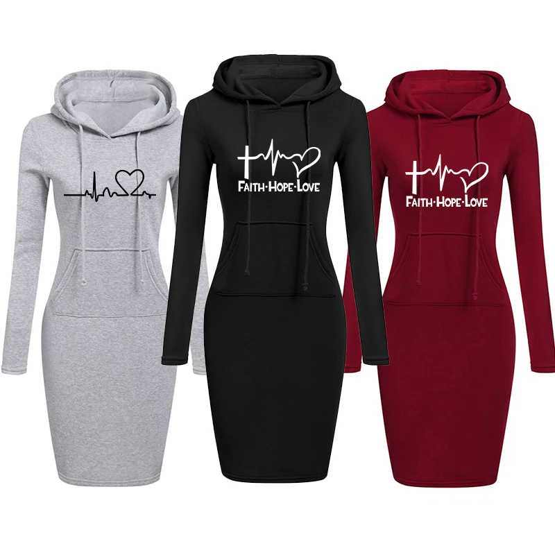 Fashion Plus Size Autumn Winter Sweatshirt Dresses for Women Pocket Hooded Casual Solid Color Long Sleeve Kleid
Fashion Plus Size Autumn Winter Sweatshirt Dresses for Women Pocket Hooded Casual Solid Color Long Sleeve Kleid