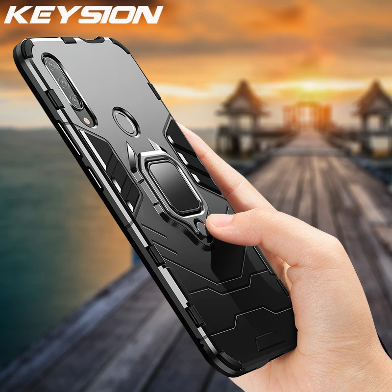Ударопрочный армированный чехол KEYSION с кольцом держателем для Huawei Honor 9X Premium
