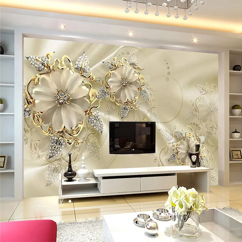 Custom-3D-Mural-Wallpaper-European-Style-Diamond-Jewelry-Golden-Flower-Backdrop-Decor-Mural-Modern-Art-Wall (4)