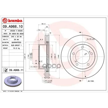 Disc brake front. UV coated Lexus LX (_ J2 _) 08/07- / Toyota (FAW) land Cruiser (_ J20 _) 01 Brembo art. 09.a966.11
Disc brake front. UV coated Lexus LX (_ J2 _) 08/07- / Toyota (FAW) land Cruiser (_ J20 _) 01 Brembo art. 09.a966.11