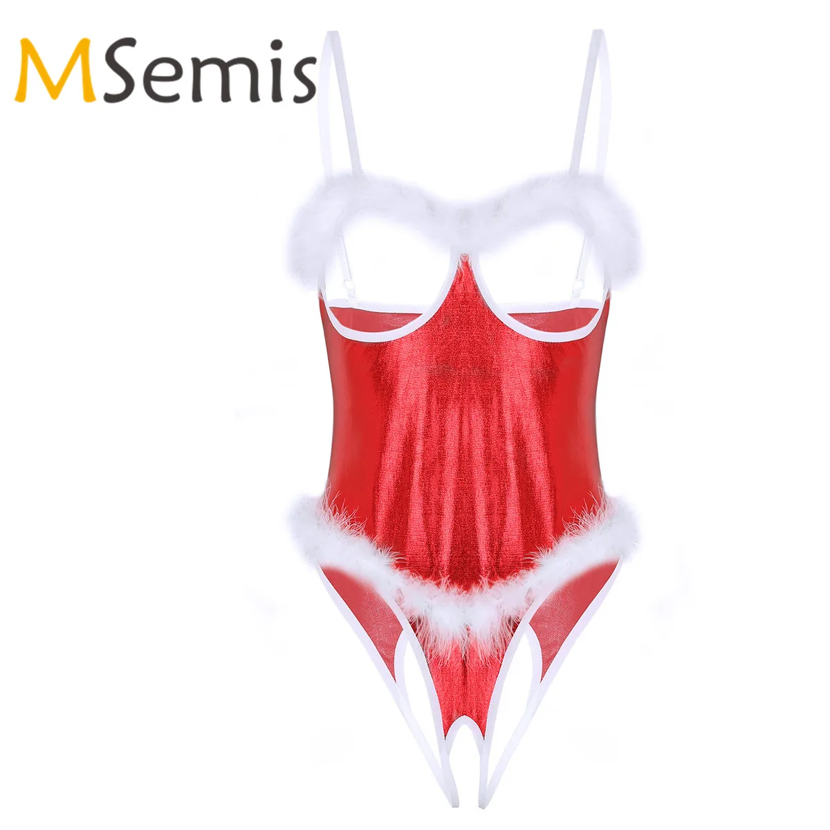 Women Ladies Shiny Metallic Christmas Costume Lingerie Adjustable Spaghetti Shoulder Straps Open Cup Crotchless Teddy Bodysuit
Women Ladies Shiny Metallic Christmas Costume Lingerie Adjustable Spaghetti Shoulder Straps Open Cup Crotchless Teddy Bodysuit