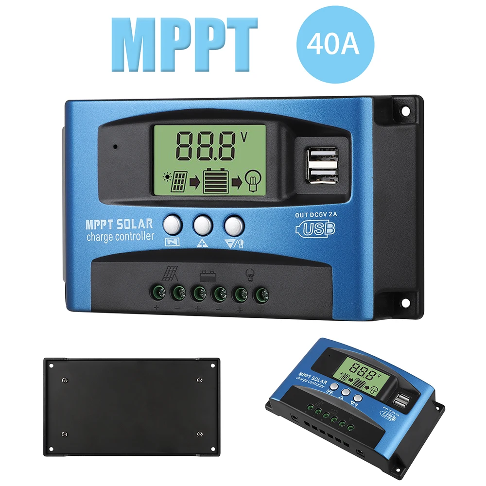 MPPT 40/50/60/100A Solar Charge Controller Dual USB LCD Display 12V 24V Auto Solar Cell Panel Charger Regulator With Load
MPPT 40/50/60/100A Solar Charge Controller Dual USB LCD Display 12V 24V Auto Solar Cell Panel Charger Regulator With Load
