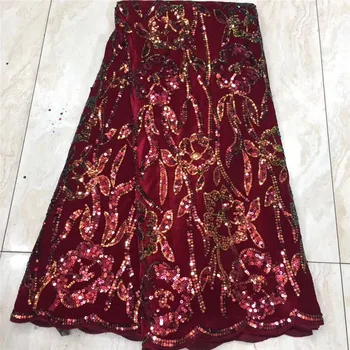 Latest African Net Lace Fabric Velvet red/gold High Quality Sequins Nigerian Lace Fabrics 5Yards French Tulle Lace Material
Latest African Net Lace Fabric Velvet red/gold High Quality Sequins Nigerian Lace Fabrics 5Yards French Tulle Lace Material