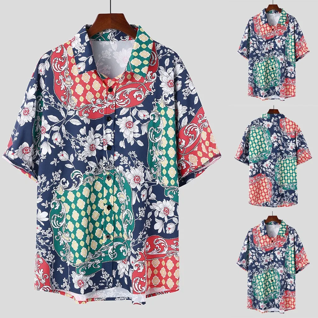 Mens Ethnic Printed Stand Collar Colorful Stripe Short Sleeve Loose Shirt buttonshirt Casual Tops Collar Colorful Fashion
Mens Ethnic Printed Stand Collar Colorful Stripe Short Sleeve Loose Shirt buttonshirt Casual Tops Collar Colorful Fashion
