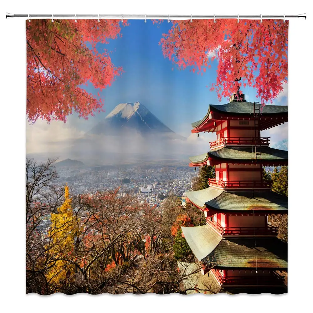 Fujiyama Shower Curtain Decor Japan Town Overlook Tower Red Maple Tree Bathroom Curtain 70 x 70 Inches Polyester Fabric Machine
Fujiyama Shower Curtain Decor Japan Town Overlook Tower Red Maple Tree Bathroom Curtain 70 x 70 Inches Polyester Fabric Machine