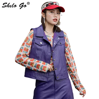 Genuine Leather Set Multicolor Notched Neck Single Breasted Sleeveless Vests and A Line Skirt Women Autumn Casual Solid Sets
Genuine Leather Set Multicolor Notched Neck Single Breasted Sleeveless Vests and A Line Skirt Women Autumn Casual Solid Sets
