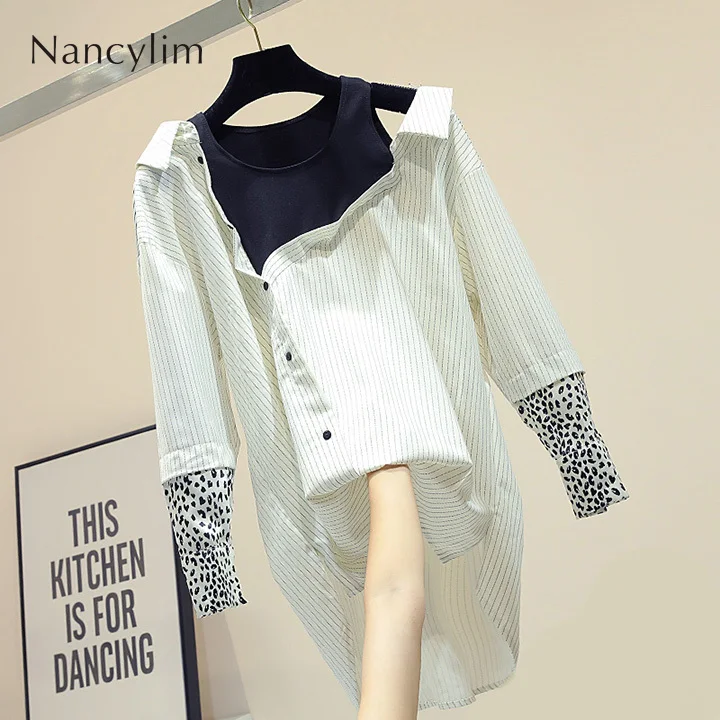 Retro Stitched Stripe Shirt Women Autumn 2019 New Streetwear Loose Irregular Design Pull Blouse Femme Lady Long Blusas Tops
Retro Stitched Stripe Shirt Women Autumn 2019 New Streetwear Loose Irregular Design Pull Blouse Femme Lady Long Blusas Tops