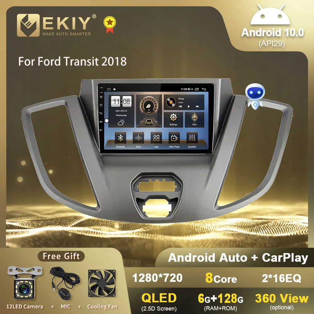 EKIY T7 QLED DSP Android 10 автомобильное радио для Ford Transit 2018 мультимедийный плеер Carplay Navi No