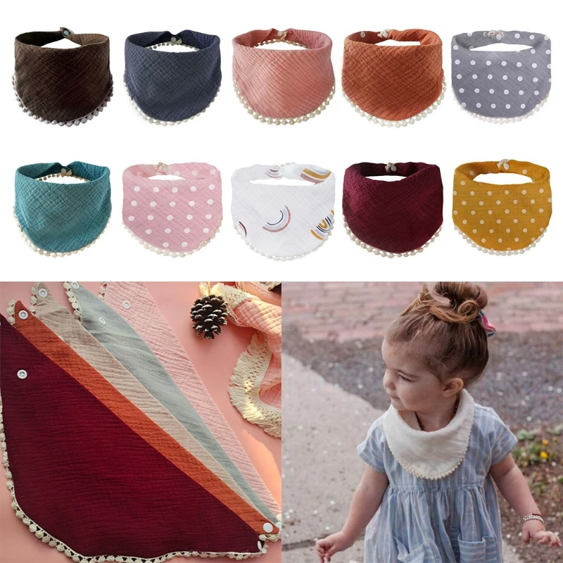 

Baby Infants Feeding Bibs Soft Pure Cotton Bandana Saliva Towel Toddler Triangle Drool Scarf Newborn Burp Cloth