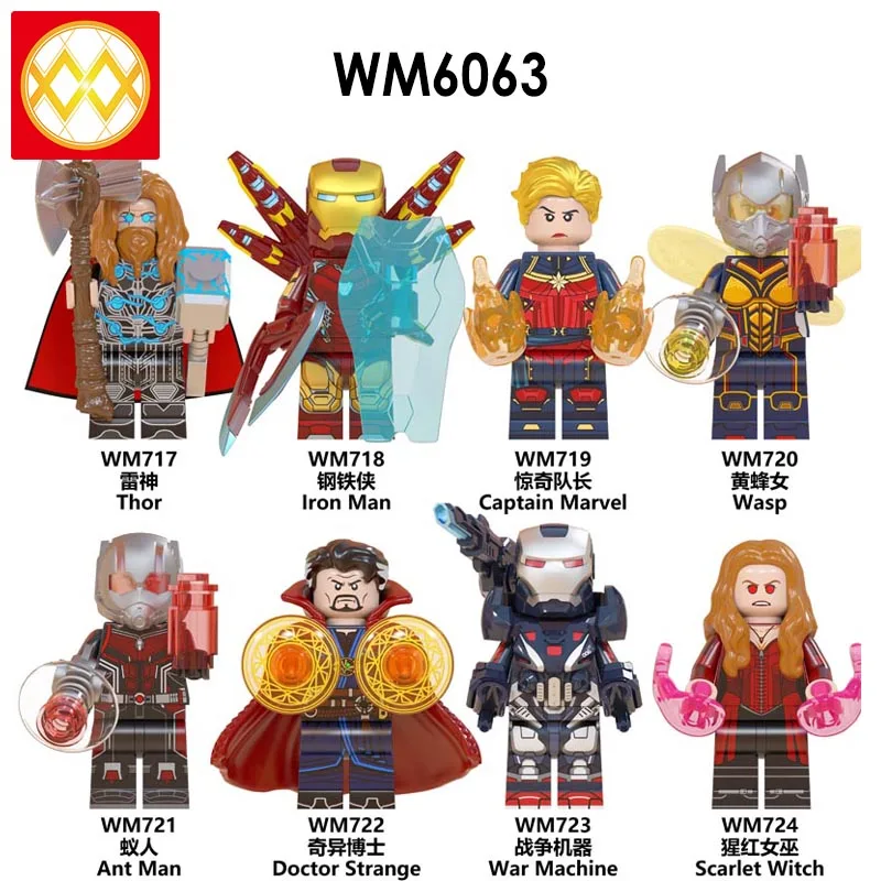 WM6063 Bricks Doctor Strange Thor Antman Wasp Iron Man Scarlet Witch War Machine Captain America Building Blocks Toys Juguetes
WM6063 Bricks Doctor Strange Thor Antman Wasp Iron Man Scarlet Witch War Machine Captain America Building Blocks Toys Juguetes