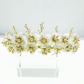 NPASON European and American wedding hair accessories handmade white ceramic flowers bridal crown headdress direct sales
NPASON European and American wedding hair accessories handmade white ceramic flowers bridal crown headdress direct sales