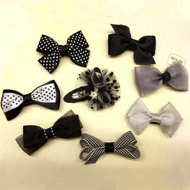 

10pcs/lot Elegant Snow Yarn Bows Hairpin Crystal Flower BB Clip Ponytail Clips Kids Girls Fashion Hair Accessories Gifts