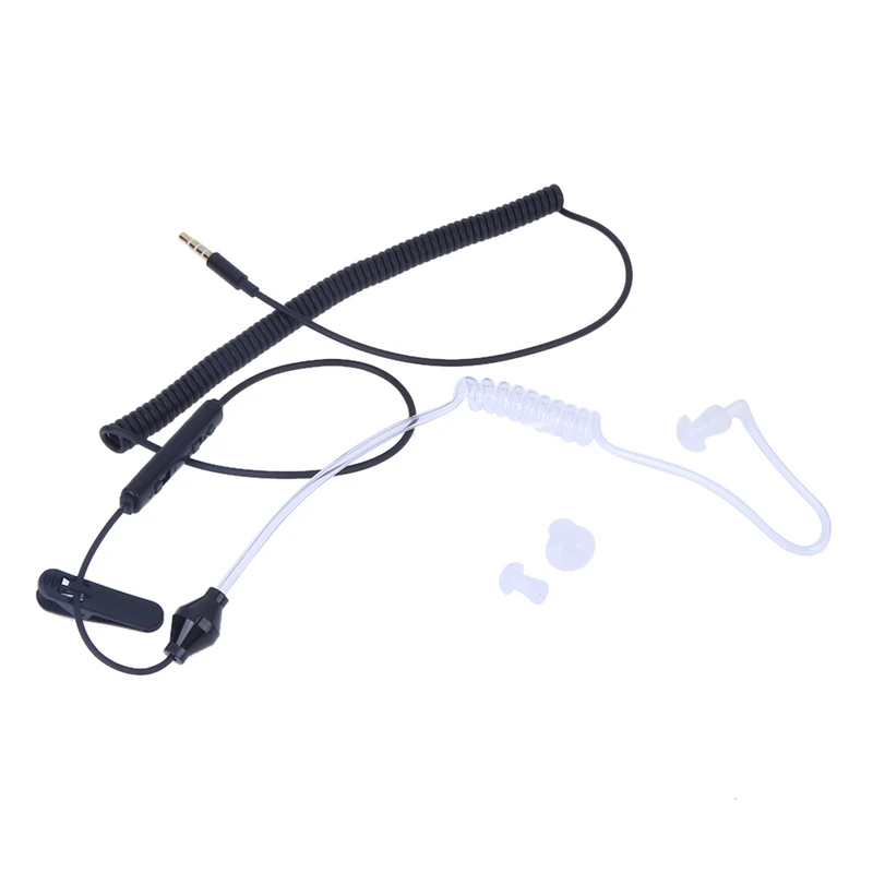 3.5mm Single Ear Wired Earphone In Anti Radiation Stereo Earpiece Coiled Wire ABS Earbuds with Microphone for Phone | Электроника