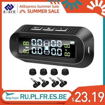 E-ACE Solar Tire Pressure Monitoring System TMPS Tire Pressure Alarm System with 4 Sensor Pressure Meter Car Alarm 
E-ACE Solar Tire Pressure Monitoring System TMPS Tire Pressure Alarm System with 4 Sensor Pressure Meter Car Alarm