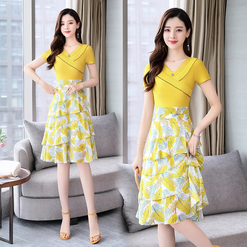 Mid-length Fashion Comfortable Dress 2019 Summer Short-sleeved V-neck Medium Waist
Mid-length Fashion Comfortable Dress 2019 Summer Short-sleeved V-neck Medium Waist