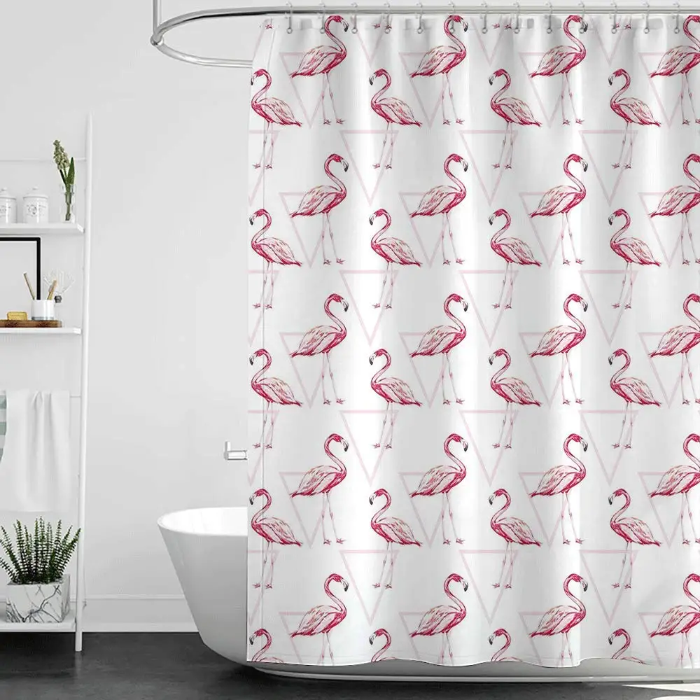 Shower Curtains Purple and Green Flamingo,Realistic Drawing Style Animals on Geometrical Backdrop with Pink Triangles,Pink Peach
Shower Curtains Purple and Green Flamingo,Realistic Drawing Style Animals on Geometrical Backdrop with Pink Triangles,Pink Peach