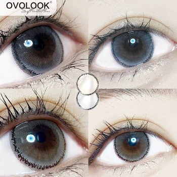 

OVOLOOK-1 Pair 2pcs Lenes 2Tone Tears Flower Series Contact Lenses for Eyes Eye Contacts Yearly Use Natural Color Lens(DIA:14mm)