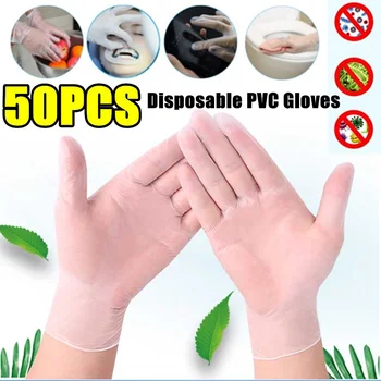 50pcs Disposable Gloves Transparent Non-Slip PVC Glove Acid and Alkali Laboratory Rubber Latex Gloves Household Cleaning Product 
50pcs Disposable Gloves Transparent Non-Slip PVC Glove Acid and Alkali Laboratory Rubber Latex Gloves Household Cleaning Product