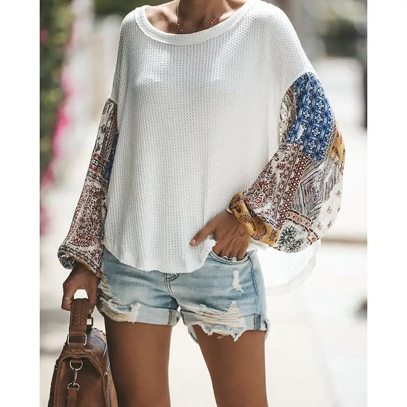 Women Pullovers Knitted Sweater Autumn O-Neck Lantern Sleeve Splice Color Matching Boho Patchwork Sweater Loose Jumper Tops
Women Pullovers Knitted Sweater Autumn O-Neck Lantern Sleeve Splice Color Matching Boho Patchwork Sweater Loose Jumper Tops