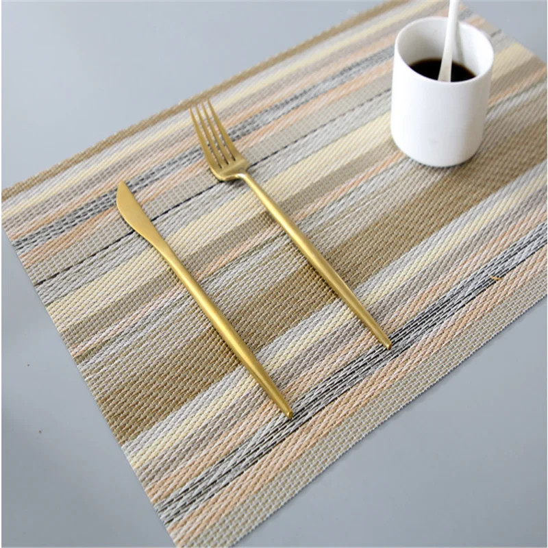

New Style rectangular PVC woven insulation western food mat environmental protection waterproof household plate mat table mat