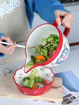 Ceramic salad breakfast bowl with handle mixing noodle baking tool egg fruit big bowl Japanese style porcelain tableware
Ceramic salad breakfast bowl with handle mixing noodle baking tool egg fruit big bowl Japanese style porcelain tableware