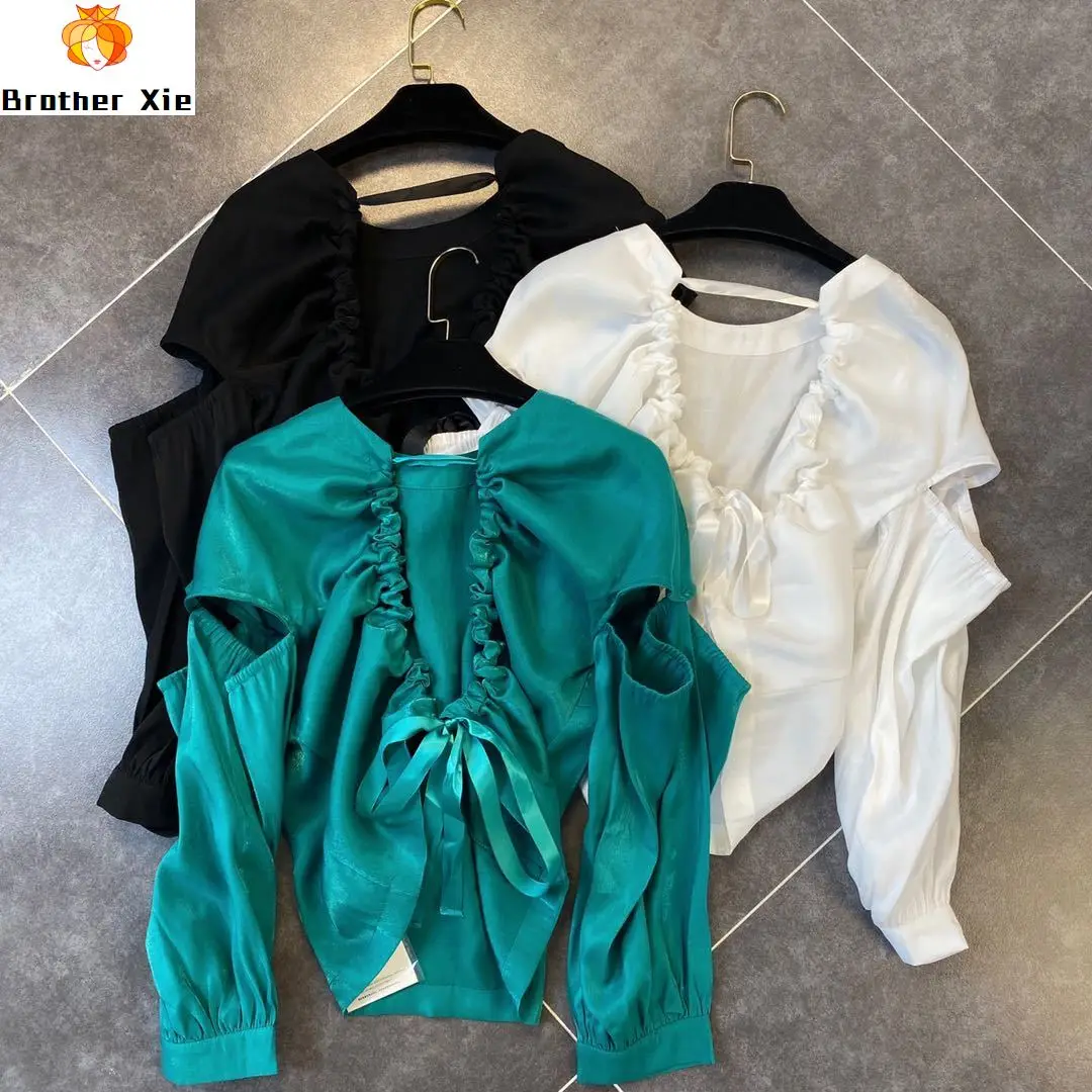 Sexy Blouse Woman 2020 Spring and Summer New Style Crew Neck Backless Drawstring Ribbon Shirt Female Tops Blusas Blouses
Sexy Blouse Woman 2020 Spring and Summer New Style Crew Neck Backless Drawstring Ribbon Shirt Female Tops Blusas Blouses