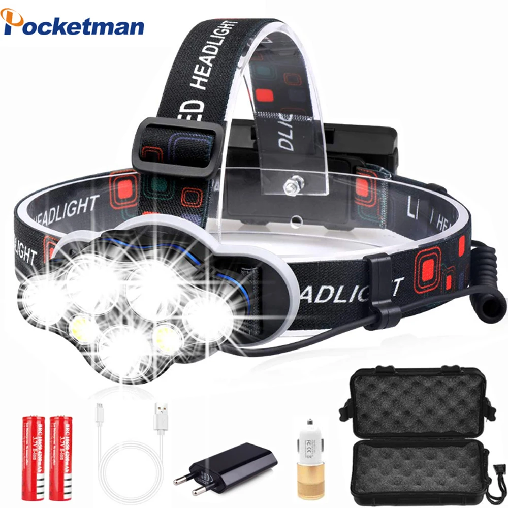 40000LM Most Bright LED Headlight USB Rechargeable 8 Modes Led Torch7 LED Headlight Headlamp Waterproof Torch Camping Lantern
40000LM Most Bright LED Headlight USB Rechargeable 8 Modes Led Torch7 LED Headlight Headlamp Waterproof Torch Camping Lantern