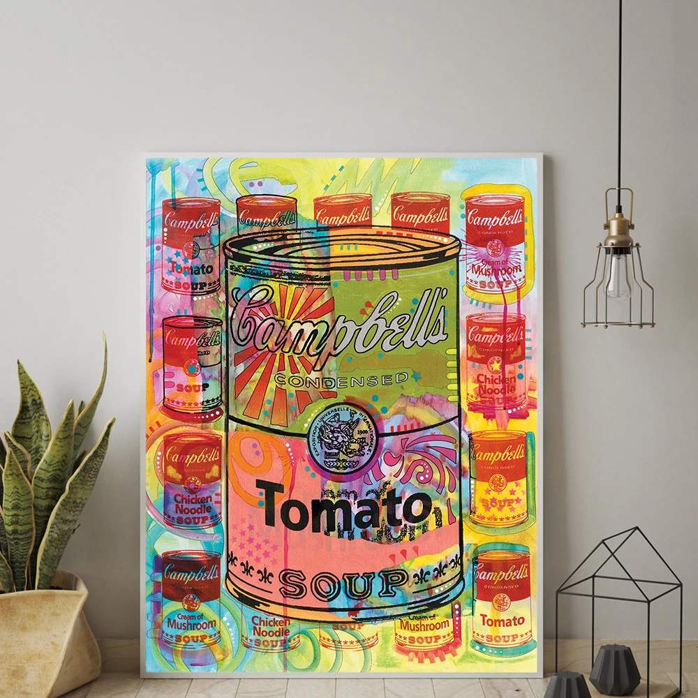 Художественная картина на стену томаты грибы суп абстрактный цвет