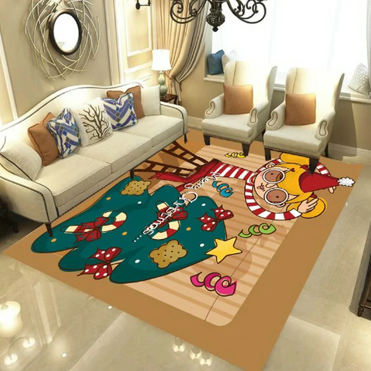 

Merry Christmas Carpets Soft Flannel 3D Printed Rugs Mat Rugs Anti-slip Large Rug Carpet Home Decoration Style-2