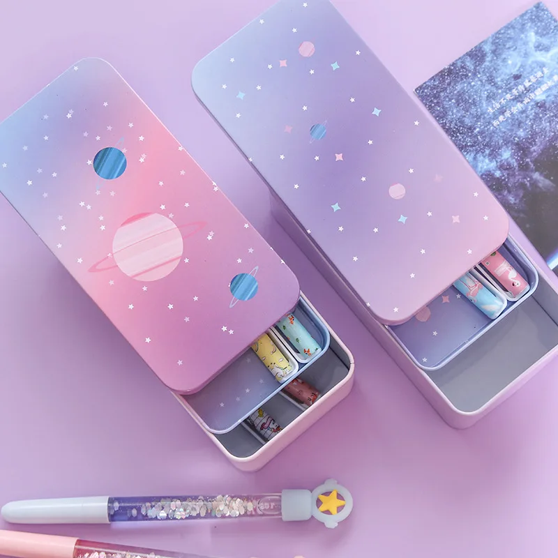 2PCS Dreamy Starsun Double Layer Storage Tin-Style Desktop Storage Organizing Storage Box Tinplate Tin Stationery Box
2PCS Dreamy Starsun Double Layer Storage Tin-Style Desktop Storage Organizing Storage Box Tinplate Tin Stationery Box