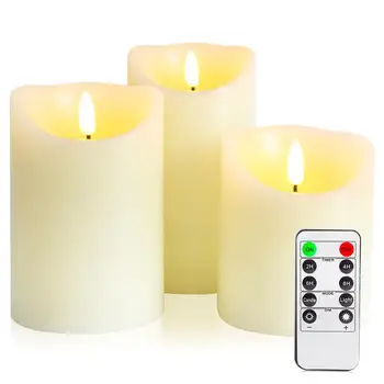 Flameless Candles,LED Candle,4" 5" 6" Set of 3 Real Wax Not Plastic Pillars, Include Realistic Dancing LED Flames and 10-Key Rem
Flameless Candles,LED Candle,4" 5" 6" Set of 3 Real Wax Not Plastic Pillars, Include Realistic Dancing LED Flames and 10-Key Rem