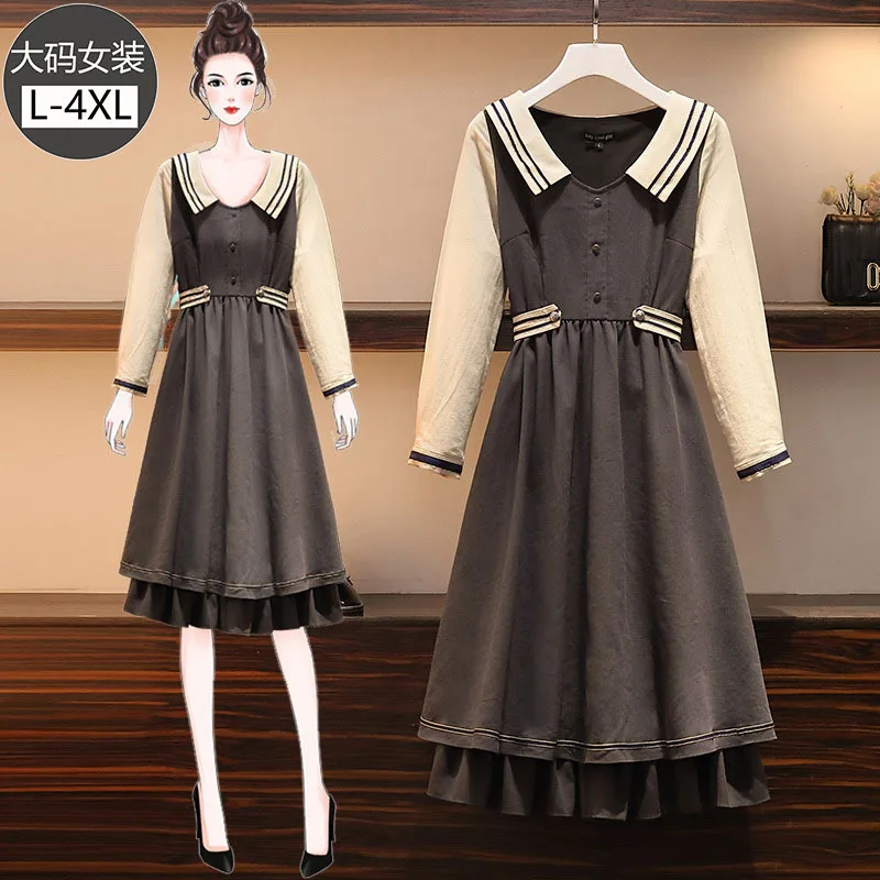 2020 Spring Clothing New Style Large Size Dress Large GIRL'S Large Lapel Loose-Fit Waist Hugging Lace-up Double Layer Dress Mid-
2020 Spring Clothing New Style Large Size Dress Large GIRL'S Large Lapel Loose-Fit Waist Hugging Lace-up Double Layer Dress Mid-